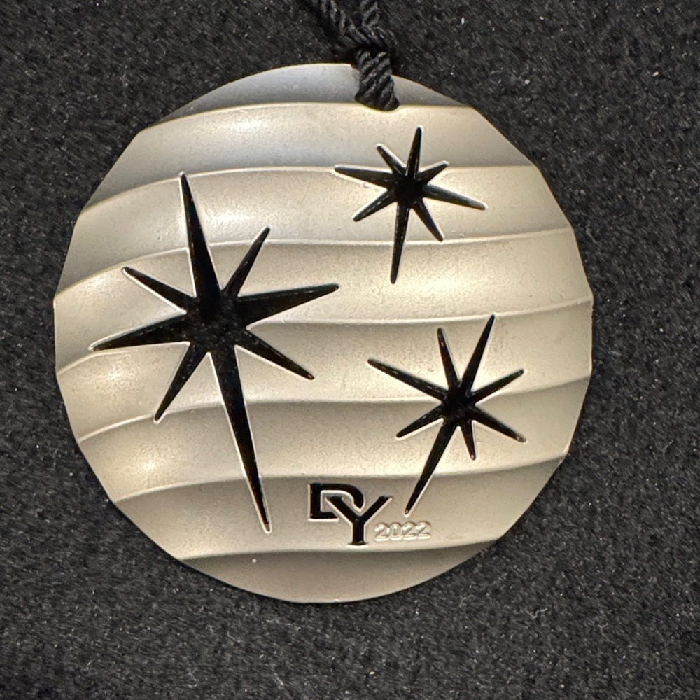 David Yurman Silver Ornament with Black Star Motifs 2022